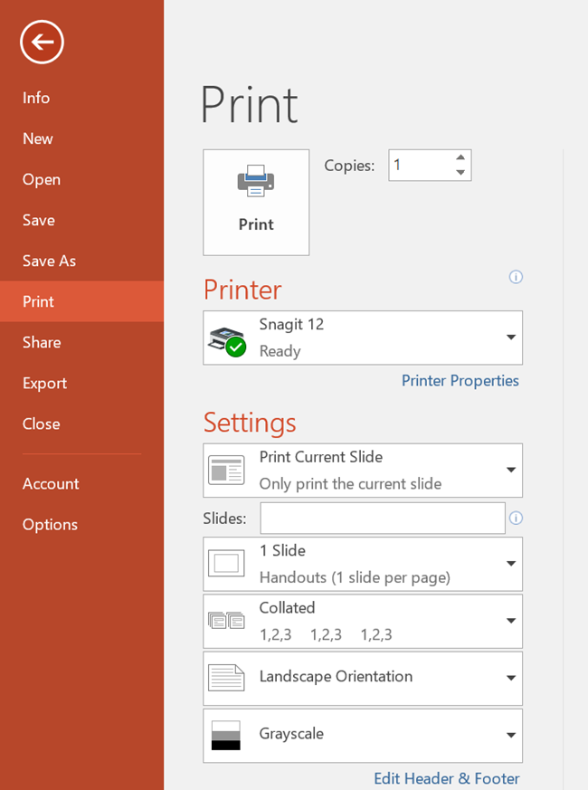 Print power point