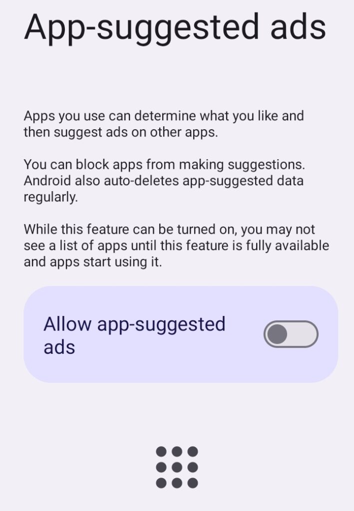 app suggested Ads